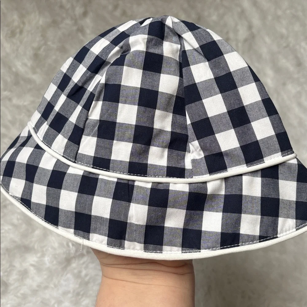 NWT Janie And Jack Blue And White Plaid Hat Size 12-18 Month